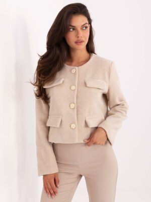 Elegantiškas švarkelis su puošniomis sagomis IT-KR-FL9586.64 šviesi beige