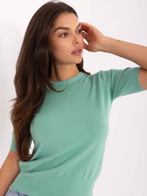 Alternative view of Megztinis trumpomis rankovėmis PM-SW-N30088.21 mėtinė