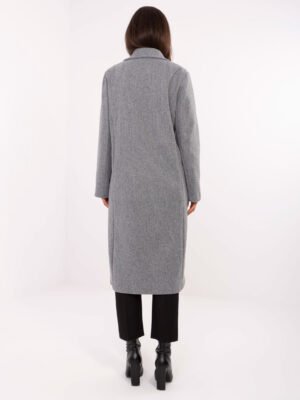 Alternative view of Tiesaus kirpimo paltas su dviem sagomis "KELSI" pilka