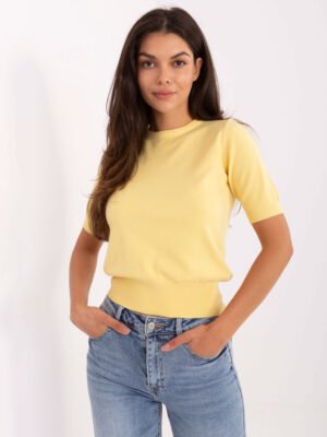 Alternative view of Megztinis trumpomis rankovėmis PM-SW-N30088.21 geltonas