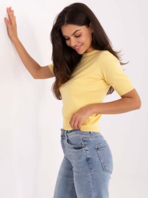 Megztinis trumpomis rankovėmis PM-SW-N30088.21 geltonas