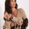Šiltas ir stilingas megztinis su sagomis MI-SW-3211.31 beige