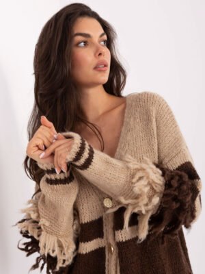 Šiltas ir stilingas megztinis su sagomis MI-SW-3211.31 beige