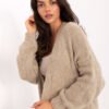 Ilgas megztinis kardiganas su vilna MI-SW-WM6155.82 beige