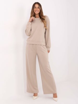 Džemperio ir platėjančių kelnių laisvalaikio komplektas "JOYCE" smėlio