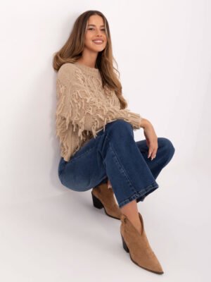 Alternative view of Boho stiliaus megztinis MI-SW-2008.86 beige