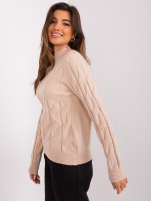 Alternative view of Casual stiliaus megztinis su pynių raštu "TRISHA" smėlio