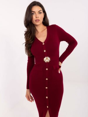 Alternative view of Tampraus audinio suknelė PM-SK-DF61032.80 bordo