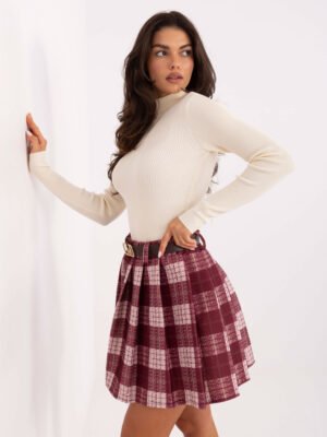 Languotas klostuotas sijonas MI-SD-4193.95 bordo