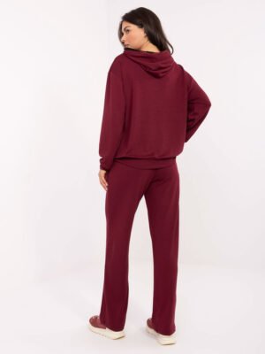 Alternative view of Laisvalaikio komplektas su kengūros kišenėmis ir gobtuvu "NOEMMI" bordo