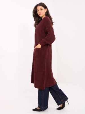 Alternative view of Ilgas megztinis kardiganas su vilna MI-SW-WM6155.82 bordo