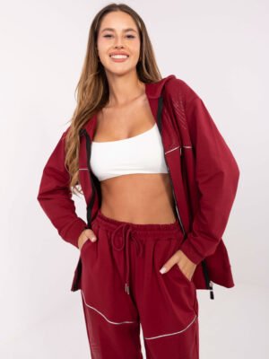 Alternative view of Laisvalaikio komplektas su blizgiais dekorais ir gobtuvu "SIBELL" bordo