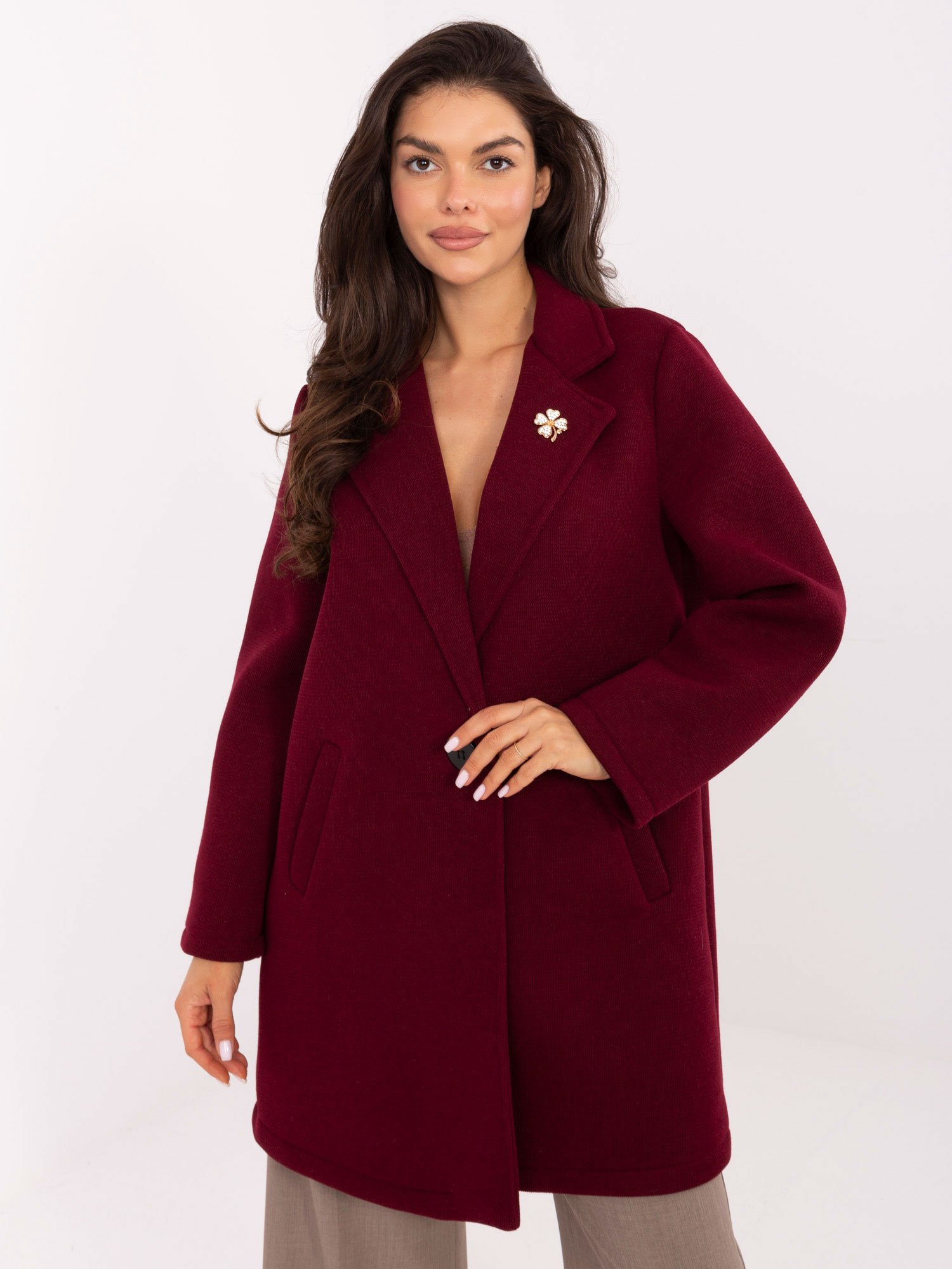 Standaus neperpučiamo audinio paltas IT-PL-FL8153.60 bordo - Image 3