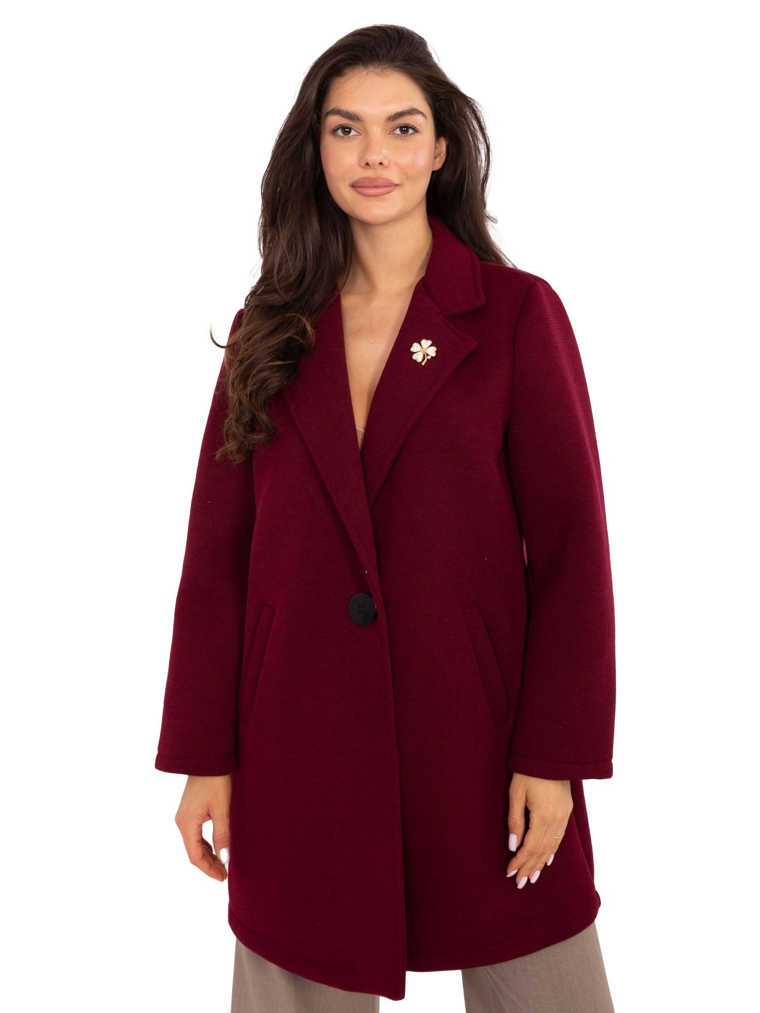 Standaus neperpučiamo audinio paltas IT-PL-FL8153.60 bordo - Image 4