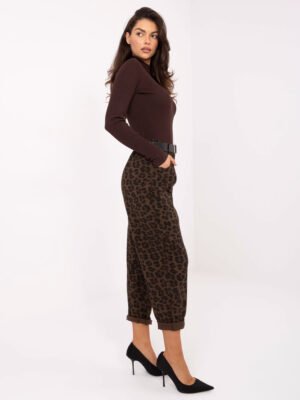 Alternative view of Leopardinio rašto patogios laisvalaikio kelnės  IT-SP-242975-1.80 ruda