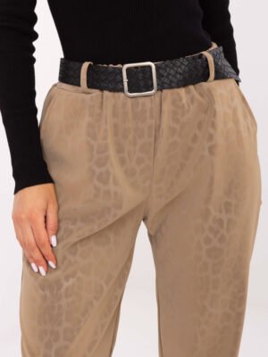 Alternative view of Odos imitacijos kelnės su subtiliu tekstūriniu raštu "MORYN" karamelinė