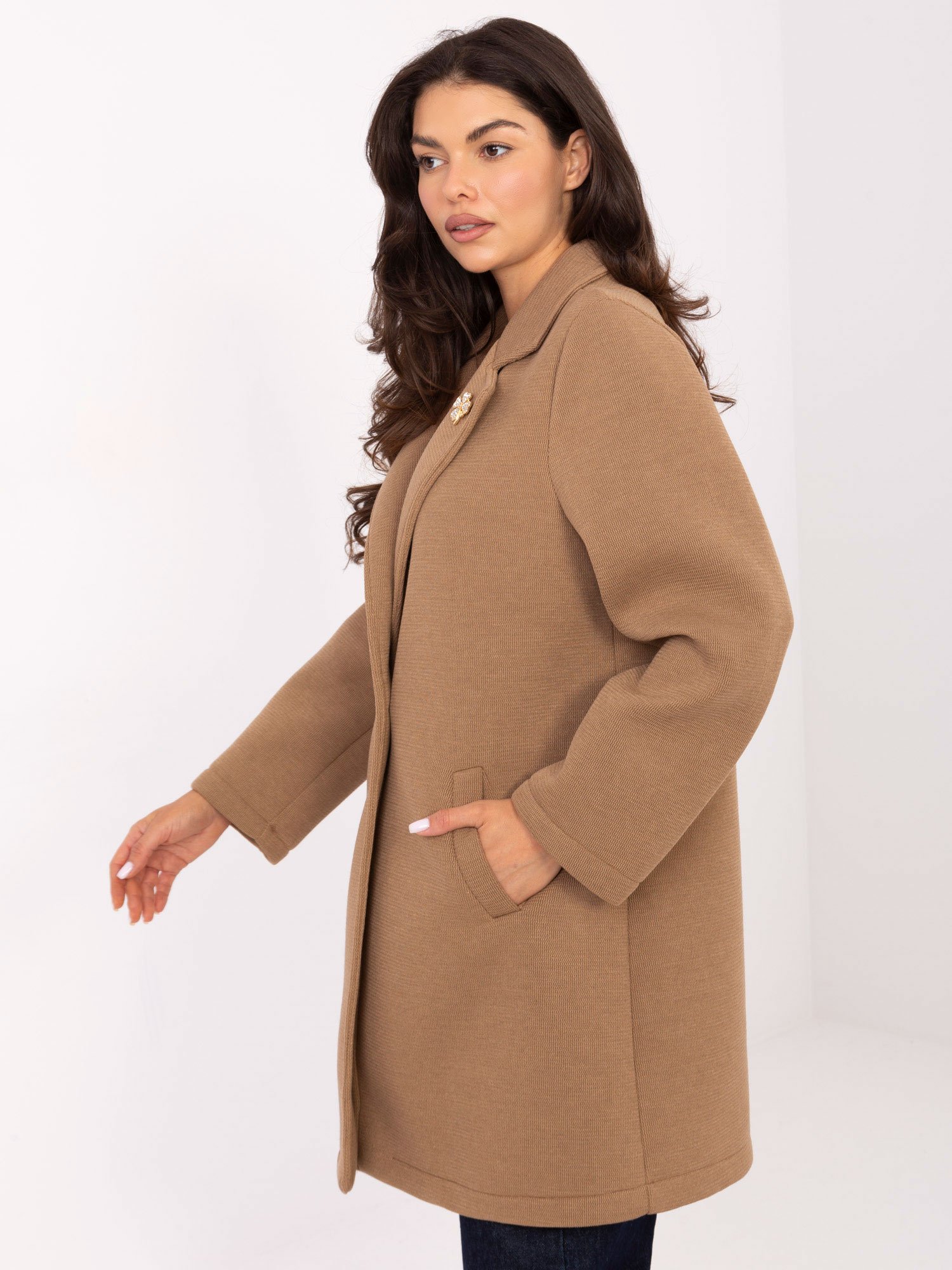 Standaus neperpučiamo audinio paltas IT-PL-FL8153.60 camel - Image 4