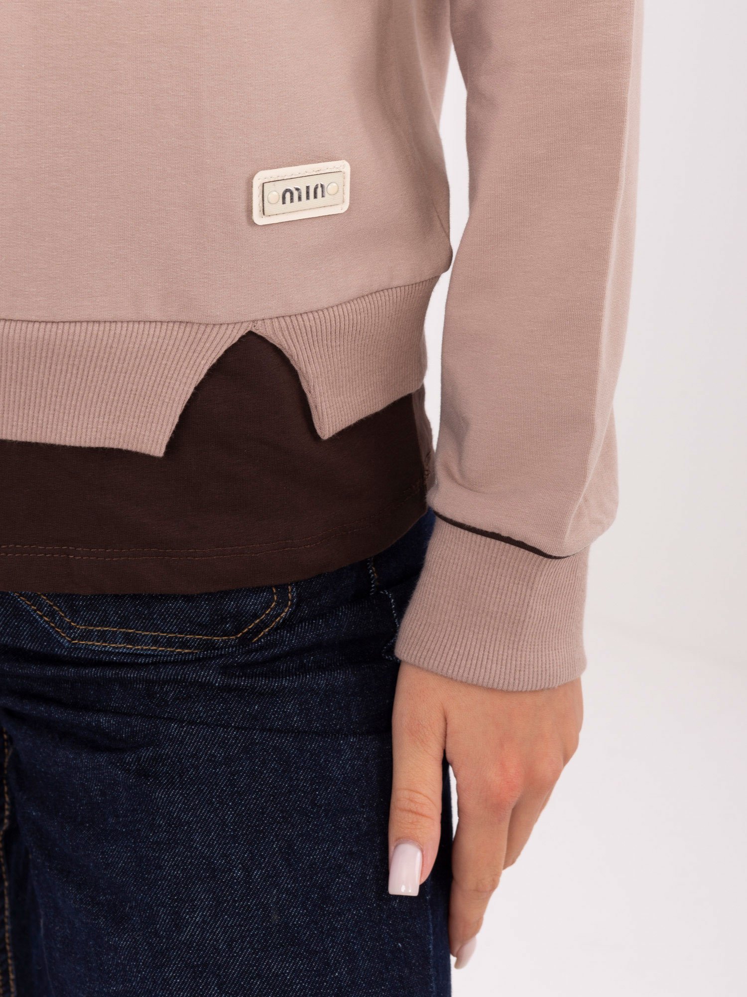 Medvilninis klasikinio modelio džemperis "BESSO" tamsi smėlio - Image 5