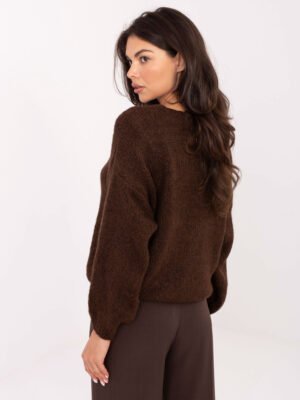 Alternative view of Klasikinis megztinis su sagomis MI-SW-0309.89 tamsi ruda