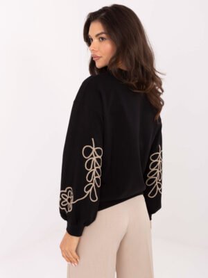 Alternative view of Džemperis su  išraiškingu  dekoratyviu siuvinėjimu "POLA" juoda