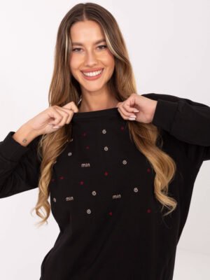 Alternative view of Minimalistinis džemperis su siuvinėtais akcentais "LEDA" juoda