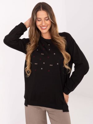 Minimalistinis džemperis su siuvinėtais akcentais "LEDA" juoda