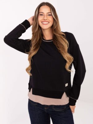 Medvilninis klasikinio modelio džemperis "BESSO" juoda