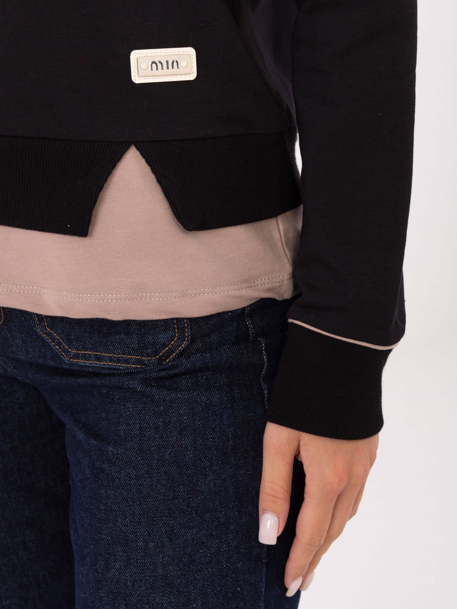 Medvilninis klasikinio modelio džemperis "BESSO" juoda - Image 5