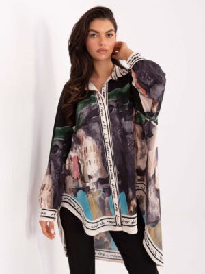 Laisvo modelio marškiniai "AMALFI" juoda