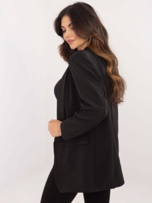 Alternative view of Elegantiškas tiesaus kirpimo švarkas be užsegimo "MARIAM" juoda