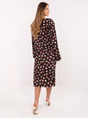 Alternative view of Midi suknelė su grafiniu raštu ir klostuotomis detalėmis "SHANNY" juoda