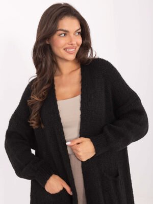 Alternative view of Ilgas megztinis kardiganas su vilna MI-SW-WM6155.82 juoda