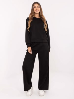 Džemperio ir platėjančių kelnių laisvalaikio komplektas "JOYCE" juoda