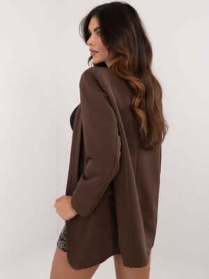 Alternative view of Elegantiškas tiesaus kirpimo švarkas be užsegimo "MARIAM" ruda