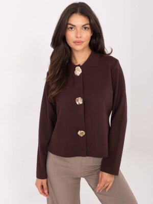 Megztinis su puošniomis sagomis PM-SW-CV6659.86 tamsi ruda