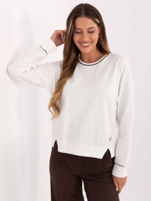 Medvilninis klasikinio modelio džemperis "BESSO" pieno balta