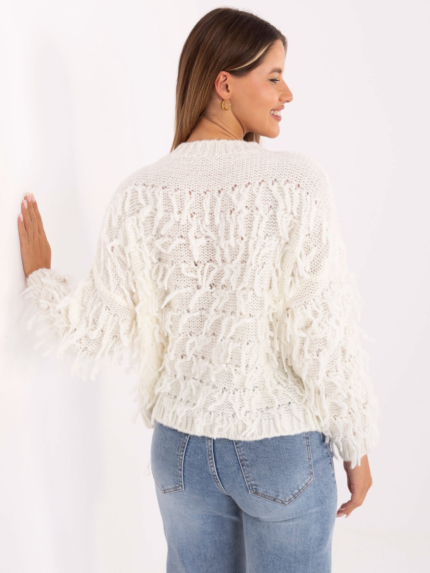 Boho stiliaus megztinis MI-SW-2008.86 ecru - Image 4