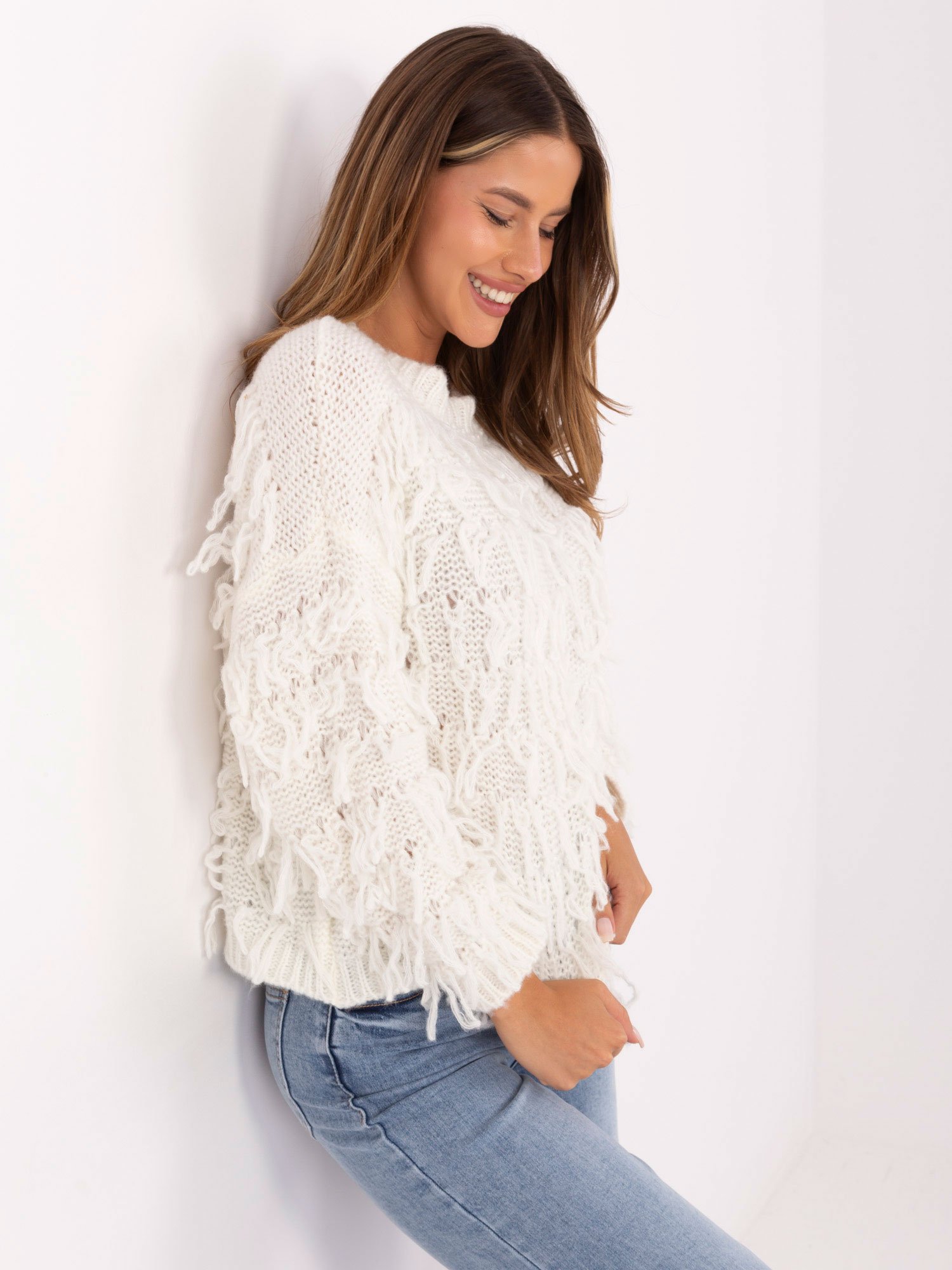 Boho stiliaus megztinis MI-SW-2008.86 ecru - Image 2