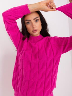 Alternative view of Casual stiliaus megztinis su pynių raštu "TRISHA" fuksijų