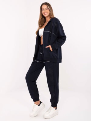 Alternative view of Laisvalaikio komplektas su blizgiais dekorais ir gobtuvu "SIBELL" tamsi mėlyna