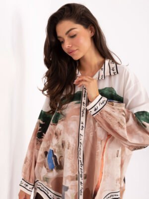 Alternative view of Laisvo modelio marškiniai "AMALFI" šviesi beige