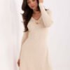 Tampraus audinio suknelė PM-SK-DF61033.58 šviesi beige