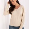 Tampraus ir švelnaus audinio megztinis su modaliu PM-SW-SY5511.78 šviesi beige