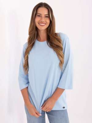 Medvilninė palaidinė su 3/4 rankovėmis "CELIN" šviesi mėlyna