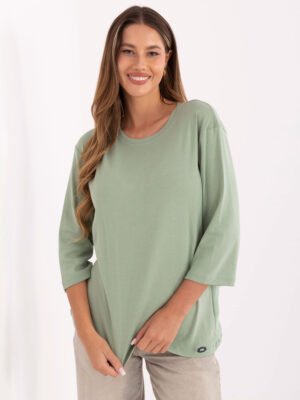 Medvilninė palaidinė su 3/4 rankovėmis "CELIN" pistacijų