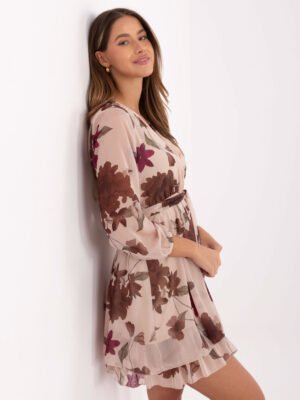 Alternative view of Raštuoto audinio suknelė IT-SK-10706.86 beige