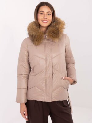 Alternative view of Dygsniuota šilta žieminė striukė "LUCKY" smėlio