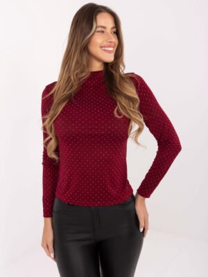 Golfas su blizgančiais dekoratyviniais taškeliais "CRISTAL" bordo