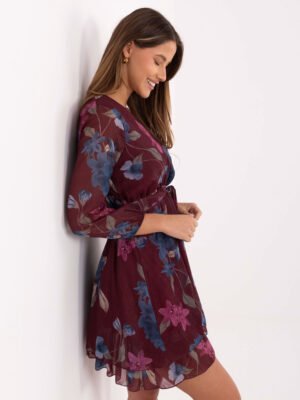 Raštuoto audinio suknelė IT-SK-10706.86 bordo