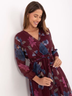 Alternative view of Raštuoto audinio suknelė IT-SK-10706.86 bordo